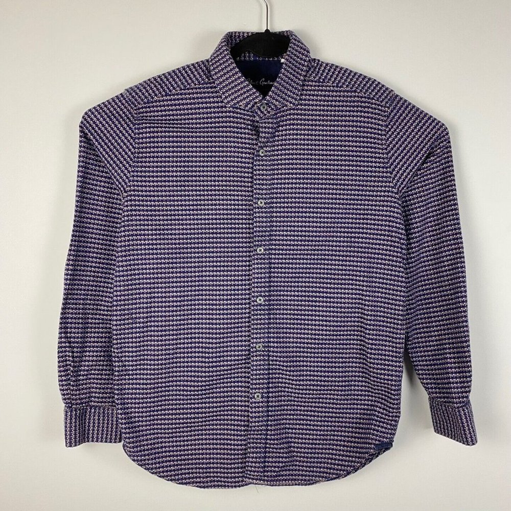 Robert Graham Modern Americana Tailored Fit Mens Button Front Shirt Large Purple